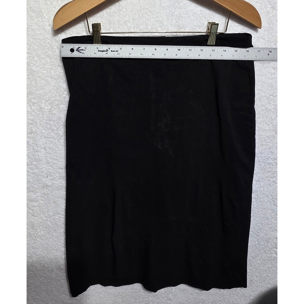 Linda Matthews New York Black Pencil Skirt Knee Length Slit Size L - Picture 6 of 7